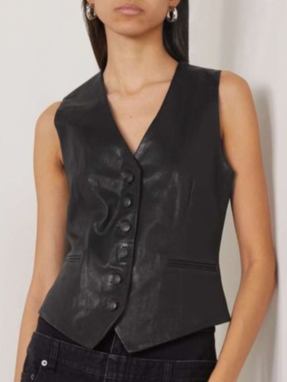 Unisex 80's/90's Western Moto Biker Leather Vest in Black